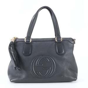 GUCCI Black Leather Tote Bag